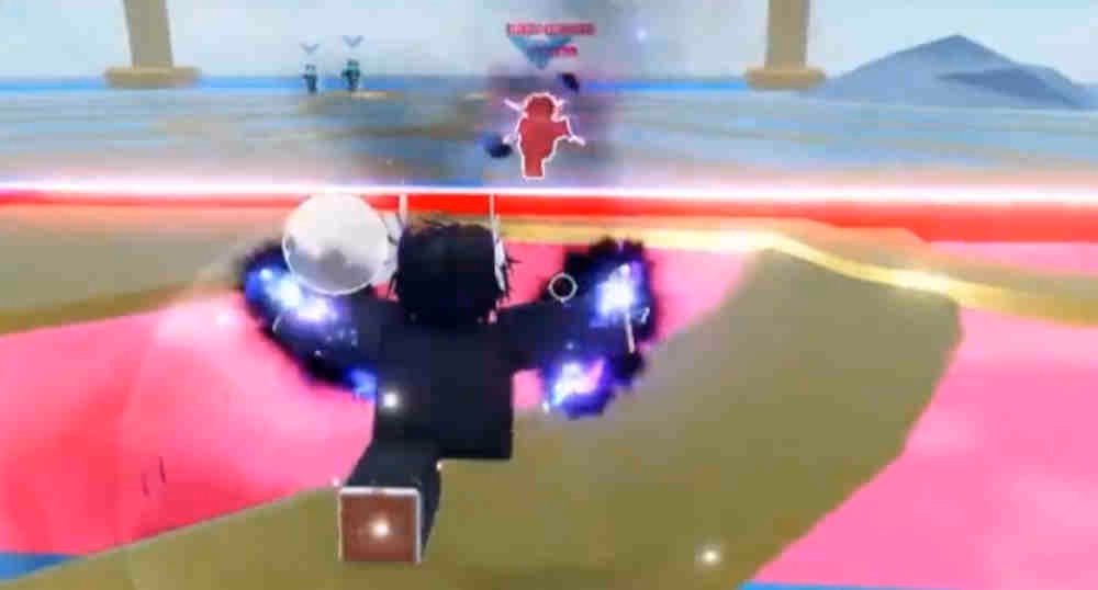 A hooded warrior with glowing red eyes and a purple‑lit sword faces a fast‑moving red energy ball in a stylized arena, capturing the intense action often associated with a Blade Ball abilities tier list.